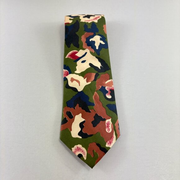 Antonio Calafatano Green Floral Men's Tie 3 1/2" x 54" Vintage - Picture 1 of 3